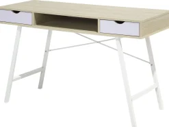 Beliani Tyopoyta 2 Laatikkoa Hylly Vaalea Puu/Valkoinen 120 X 48 Cm Clarita Best Sale