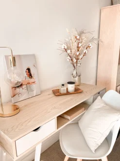 Beliani Tyopoyta 2 Laatikkoa Hylly Vaalea Puu/Valkoinen 120 X 48 Cm Clarita Best Sale