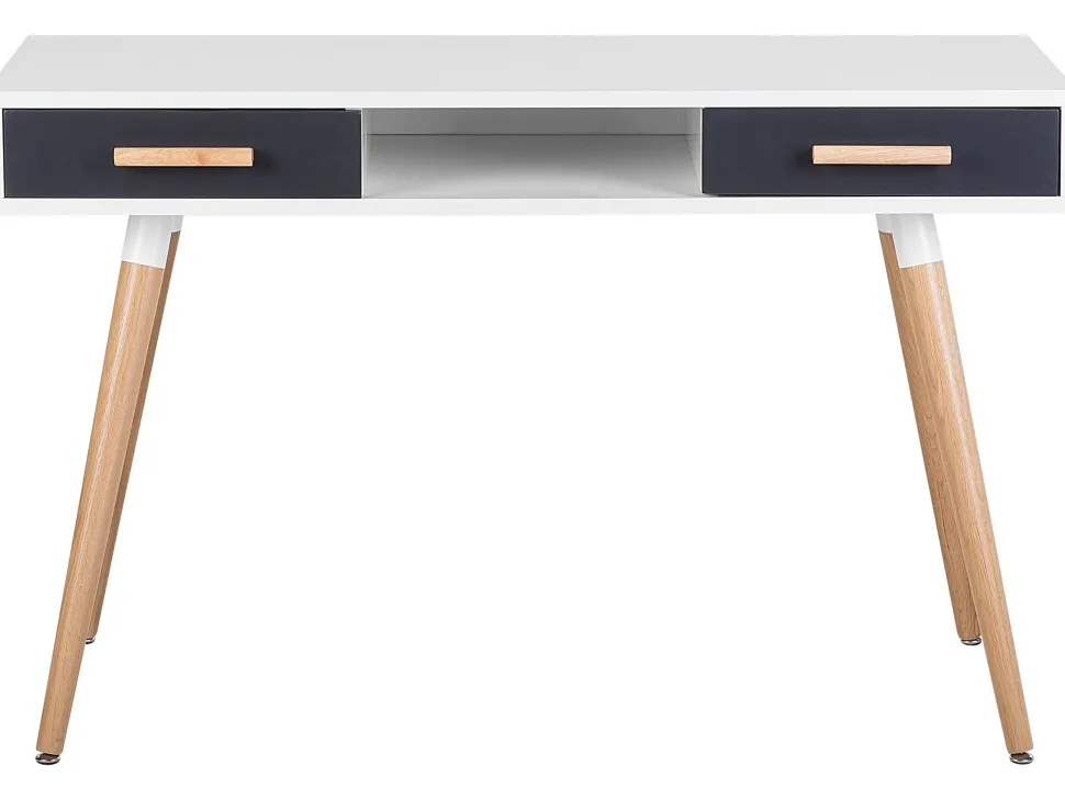 Beliani Tyopoyta 2 Laatikkoa Hylly Valkoinen/Harmaa 120 X 45 Cm Frisco Cheap