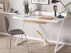 Beliani Tyopoyta Laatikko Valkoinen/Vaalea Puu 120 X 60 Cm Focus New