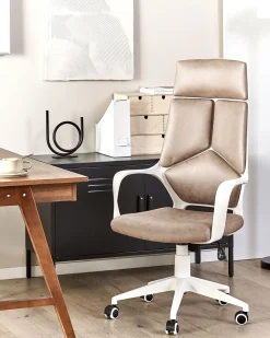 Beliani Tyotuoli Kangas Ruskeanharmaa/Valkoinen Delight Fashion