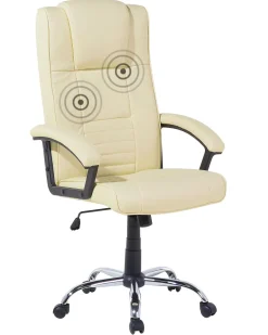 Beliani Tyotuoli Keinonahka Hierova Vaalea Beige Comfort Ii New