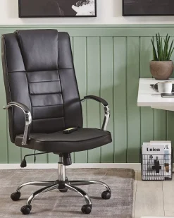 Beliani Tyotuoli Keinonahka Hierova Musta Grandeur Store