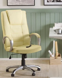 Beliani Tyotuoli Keinonahka Hierova Beige Grandeur Ii Store