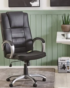 Beliani Tyotuoli Keinonahka Hierova Musta Grandeur Ii Outlet