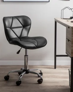 Beliani Tyotuoli Keinonahka Musta Valetta Fashion