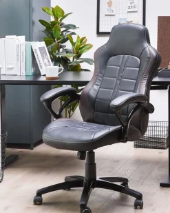 Beliani Tyotuoli Keinonahka Musta/Tummanruskea Prince Best