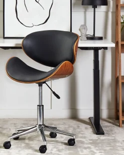 Beliani Tyotuoli Keinonahka Musta Rotterdam Best Sale