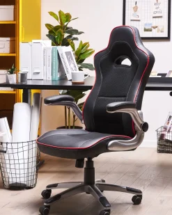 Beliani Tyotuoli Keinonahka Musta/Punainen Master Fashion