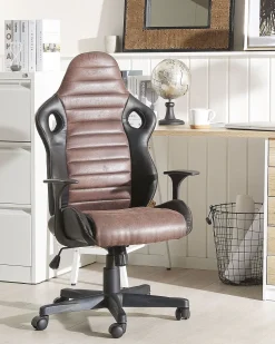 Beliani Tyotuoli Keinonahka Musta/Ruskea Supreme Best Sale