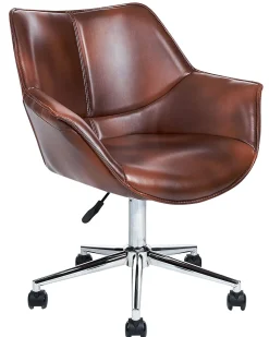 Beliani Tyotuoli Keinonahka Tummanruskea Newdale Online