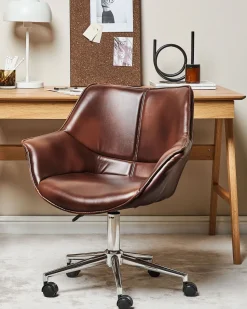 Beliani Tyotuoli Keinonahka Tummanruskea Newdale Online