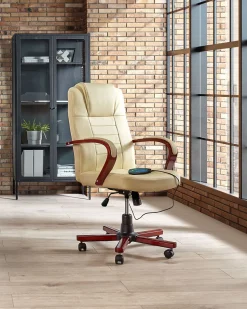 Beliani Tyotuoli Nahka Hierova Beige Diamond Clearance