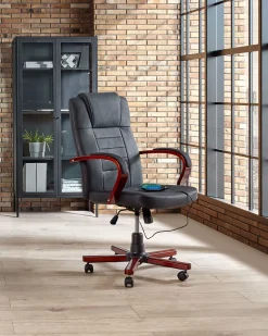 Beliani Tyotuoli Nahka Hierova Musta Diamond Sale