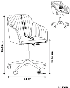 Beliani Tyotuoli Sametti Harmaa Venice Hot