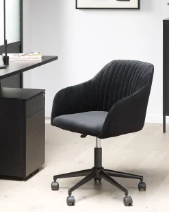 Beliani Tyotuoli Sametti Musta Venice Store