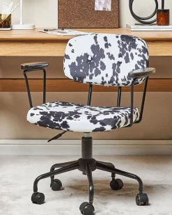 Beliani Tyotuoli Sametti Musta/Valkoinen Algerita Best Sale