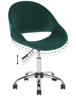 Beliani Tyotuoli Sametti Smaragdinvihrea Selma Shop