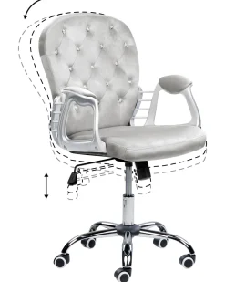 Beliani Tyotuoli Sametti Vaaleanharmaa/Hopea Princess Sale