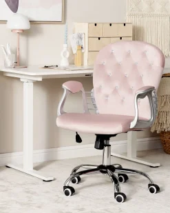 Beliani Tyotuoli Sametti Vaaleanpunainen/Hopea Princess Clearance