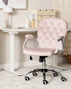 Beliani Tyotuoli Sametti Vaaleanpunainen Princess Best