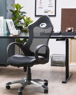 Beliani Tyotuoli Verkkokangas Musta Ichair Shop