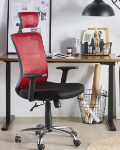 Beliani Tyotuoli Verkkokangas Punainen/Musta Noble Cheap