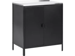 Beliani Ulkokeittiokaappi Teras 2 Ovea Musta Vilama Fashion