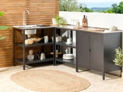 Beliani Ulkokeittiokaappi Teras 2 Ovea Musta Vilama Fashion