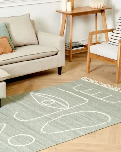 Beliani Ulkomatto Kangas Vaaleanvihrea 140 X 200 Cm Yavu Best