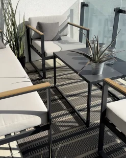 Beliani Ulkomatto Musta/Beige 160 X 230 Cm Mansa Shop