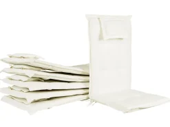 Beliani Ulkoruokailuryhma 6-Istuttava Akaasiapuinen Luonnonvalkoisilla Pehmusteilla Java New