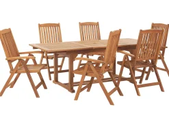 Beliani Ulkoruokailuryhma 6-Istuttava Vaalea Puu Java Best Sale