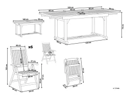 Beliani Ulkoruokailuryhma 6-Istuttava Vaalea Puu Java Best Sale