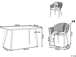 Beliani Ulkoruokailuryhma Metallinen Harmaa Mileto Hot