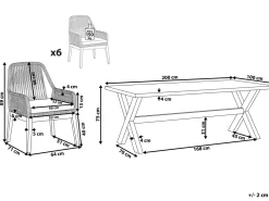 Beliani Ulkoruokaryhma 6-Isttuttava Valkobeige Olbia Hot