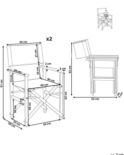 Beliani Vaalea Akaasiapuinen Puutarhatuoli Harmaalla Kankaalla 2 Kpl Cine Cheap