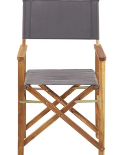 Beliani Vaalea Akaasiapuinen Puutarhatuoli Harmaalla Kankaalla 2 Kpl Cine Cheap