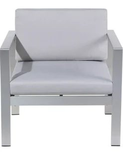 Beliani Vaaleanharmaa Alumiininen Puutarhatuoli Salerno New