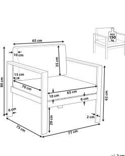 Beliani Vaaleanharmaa Alumiininen Puutarhatuoli Salerno New