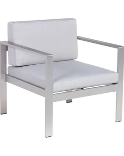 Beliani Vaaleanharmaa Alumiininen Puutarhatuoli Salerno New