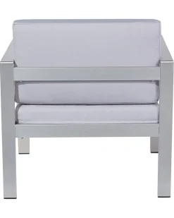 Beliani Vaaleanharmaa Alumiininen Puutarhatuoli Salerno New