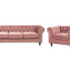Beliani Vaaleanpunainen Samettiverhoiltu Sohvaryhma Chesterfield Discount