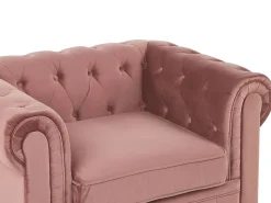 Beliani Vaaleanpunainen Samettiverhoiltu Sohvaryhma Chesterfield Discount
