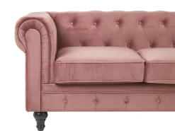 Beliani Vaaleanpunainen Samettiverhoiltu Sohvaryhma Chesterfield Discount