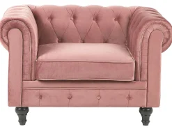 Beliani Vaaleanpunainen Samettiverhoiltu Sohvaryhma Chesterfield Discount