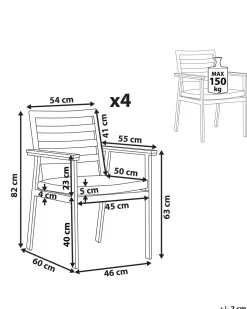 Beliani Valkoinen 4 Kpl Puutarhatuolisetti Beigeilla Tyynyilla Cavoli New