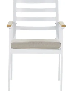 Beliani Valkoinen 4 Kpl Puutarhatuolisetti Beigeilla Tyynyilla Cavoli New