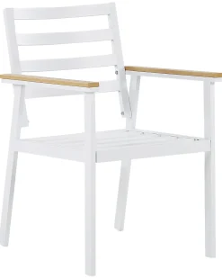 Beliani Valkoinen 4 Kpl Puutarhatuolisetti Beigeilla Tyynyilla Cavoli New