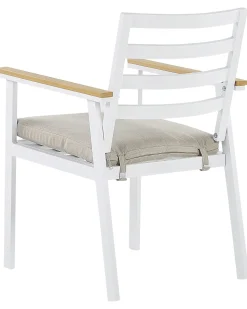 Beliani Valkoinen 4 Kpl Puutarhatuolisetti Beigeilla Tyynyilla Cavoli New